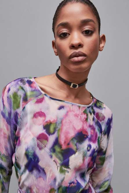 Patterned chiffon midi dress, Multicolor, Patrizia Pepe