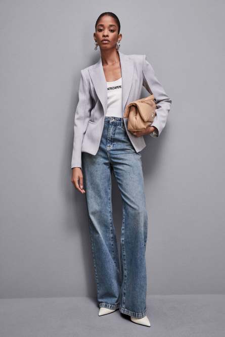Ein-Knopf-Jacke aus Polyviskose, Grau, Patrizia Pepe