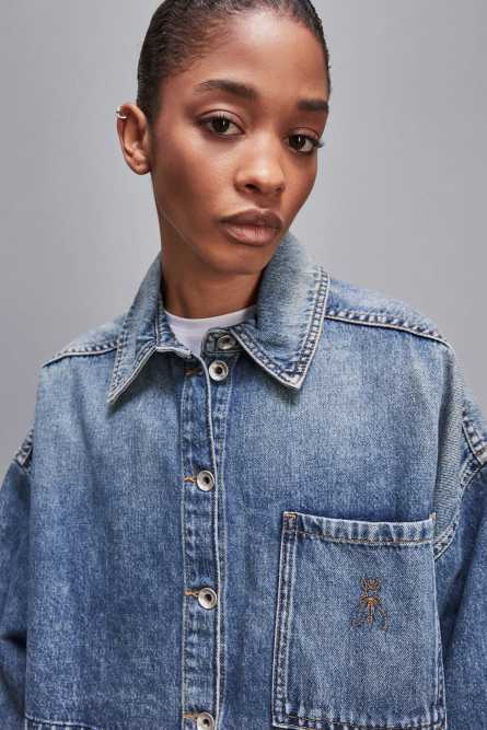 Long-sleeved shirt in jeans blue, Light Blue, Patrizia Pepe