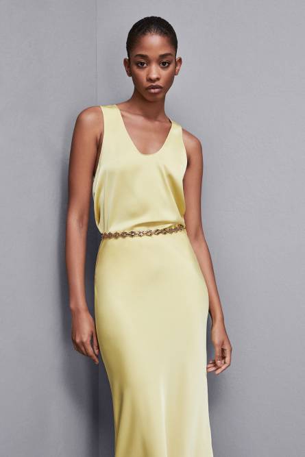 Shiny satin blouse, Yellow, Patrizia Pepe