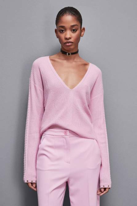 Essential wool ribbed sweater, Pink, Patrizia Pepe