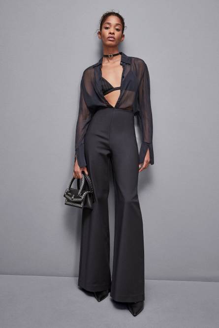 High-waisted palazzo pants, Black, Patrizia Pepe