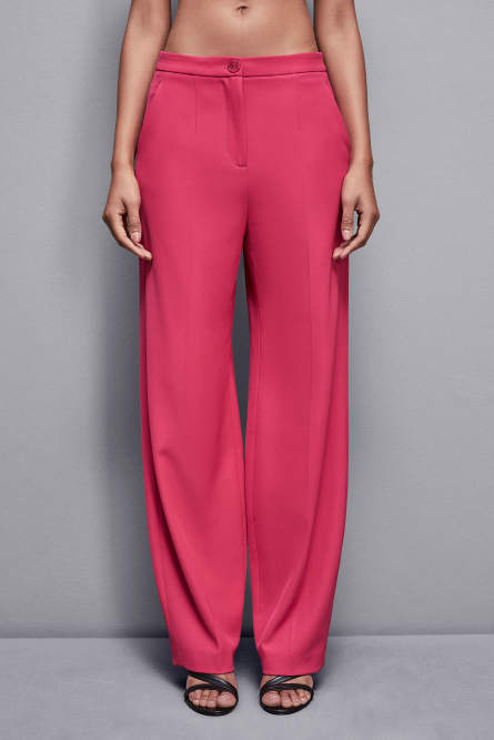 Pleated pants in stretch fabric, Pink, Patrizia Pepe