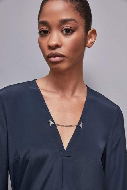 Silk blend regular fit tunic, Blue, Patrizia Pepe