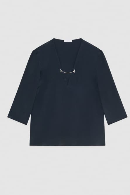 Silk blend regular fit tunic, Blue, Patrizia Pepe