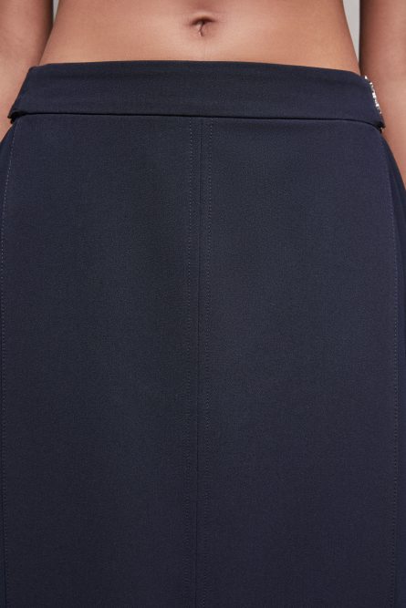 Falda midi de gabardina de talle alto, Azul