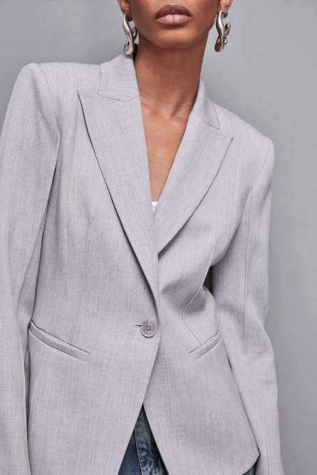 Ein-Knopf-Jacke aus Polyviskose, Grau, Patrizia Pepe