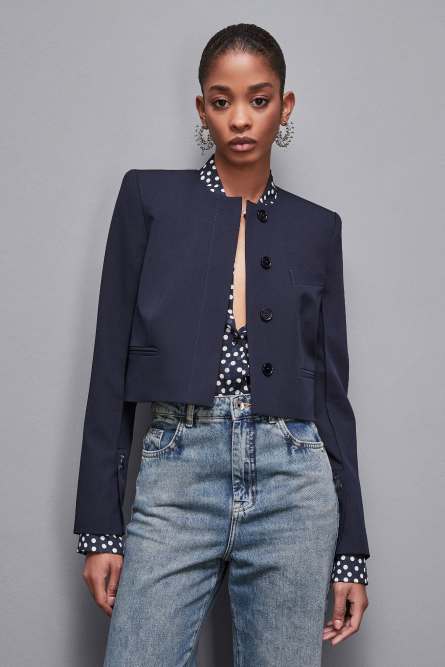 Gabardine Marsina jacket, Blue, Patrizia Pepe