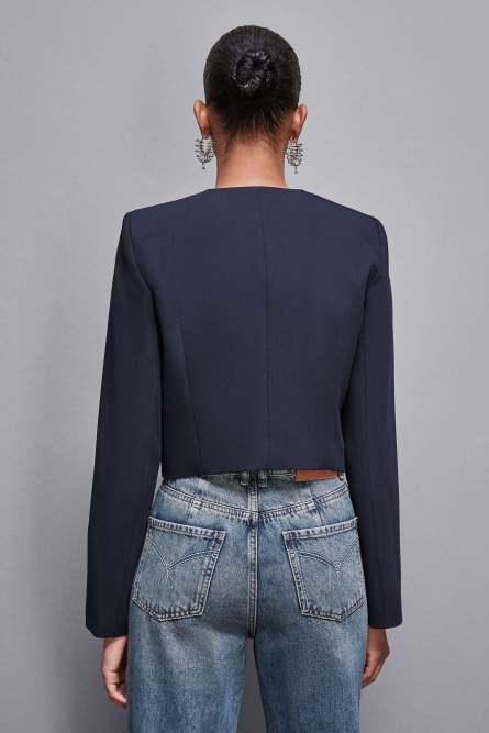 Gabardine Marsina jacket, Blue, Patrizia Pepe
