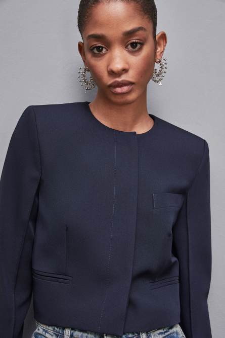 Gabardine Marsina jacket, Blue, Patrizia Pepe
