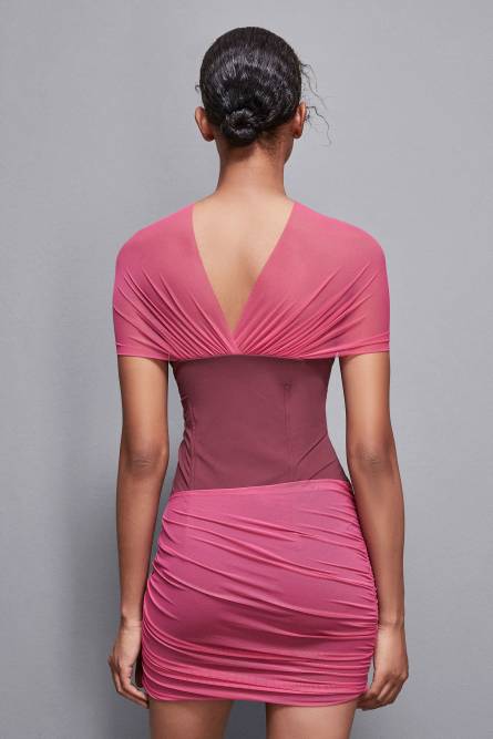 Jersey and tulle mini dress, Pink, Purple, Patrizia Pepe
