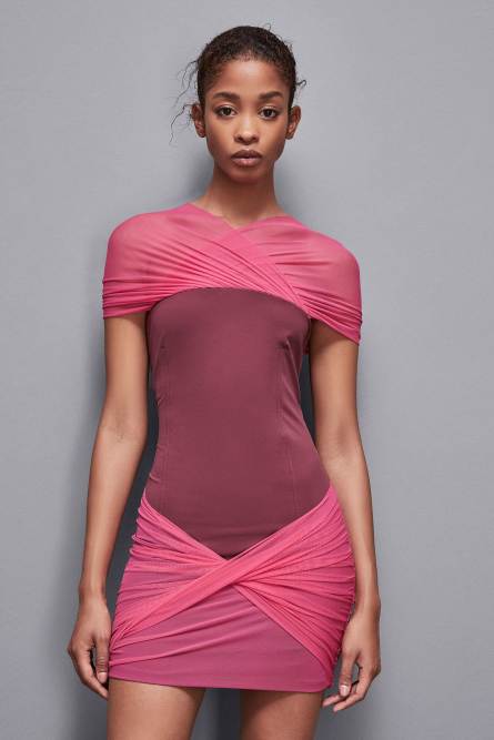 Jersey and tulle mini dress, Pink, Purple, Patrizia Pepe