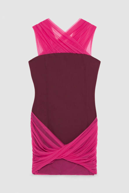Jersey and tulle mini dress, Pink, Purple, Patrizia Pepe