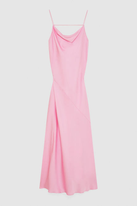 Long viscose satin mermaid dress, Pink, Patrizia Pepe