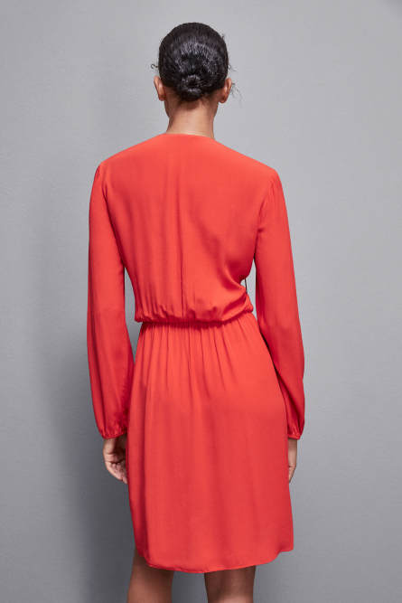 Robe courte à volants en viscose Essential, Rouge, Patrizia Pepe