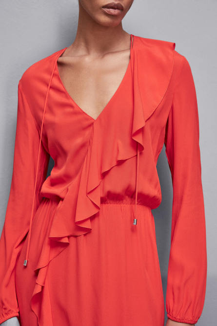 Robe courte à volants en viscose Essential, Rouge, Patrizia Pepe