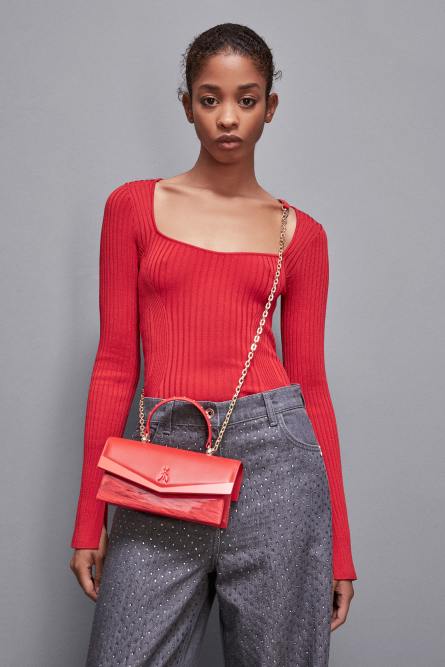 Fly Bamby shoulder bag with chain, Red, Patrizia Pepe