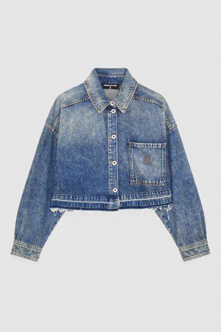 Long-sleeved shirt in jeans blue, Light Blue, Patrizia Pepe