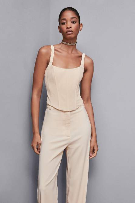 Bustier-Top aus Stretch-Stoff, Beige, Patrizia Pepe
