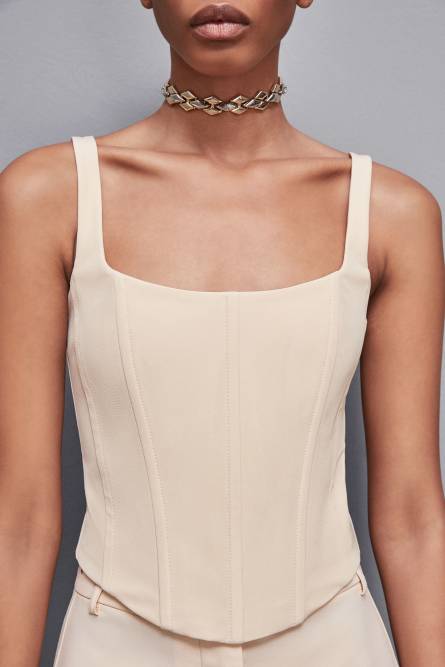 Bustier-Top aus Stretch-Stoff, Beige, Patrizia Pepe