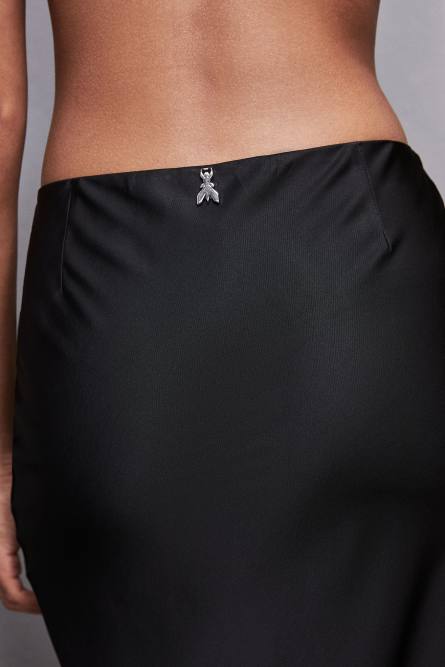 Long low-waisted satin skirt, Black, Patrizia Pepe