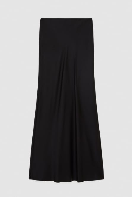 Long low-waisted satin skirt, Black, Patrizia Pepe