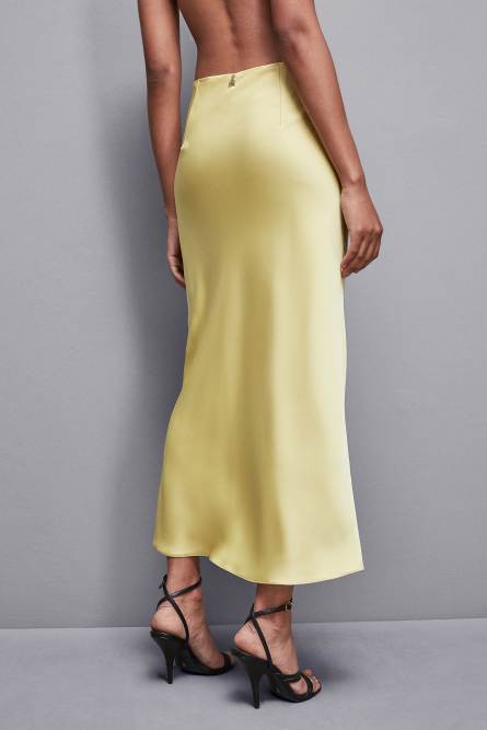 Shiny satin midi skirt, Yellow, Patrizia Pepe