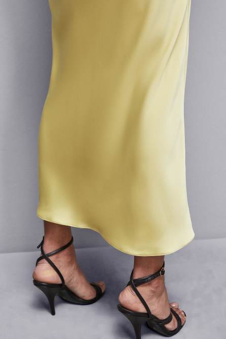 Shiny satin midi skirt, Yellow, Patrizia Pepe