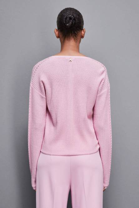 Essential wool ribbed sweater, Pink, Patrizia Pepe