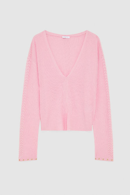 Essential wool ribbed sweater, Pink, Patrizia Pepe