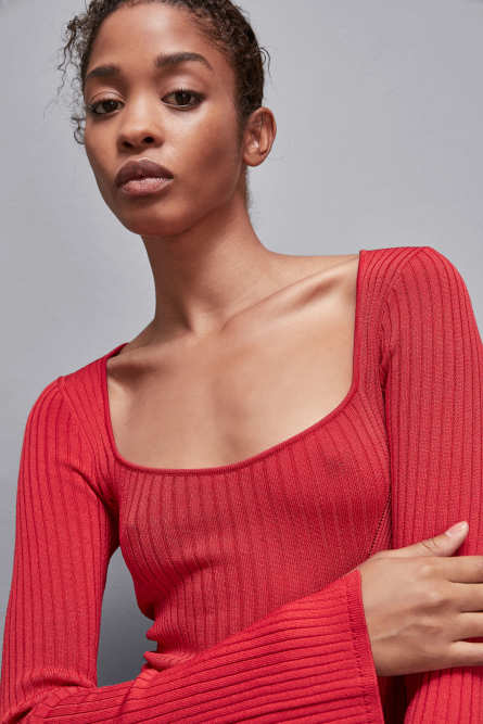 Viscose blend ribbed sweater, Red, Patrizia Pepe