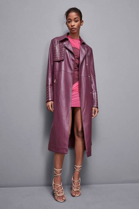 Trench coat with metal eyelets, Red, Patrizia Pepe