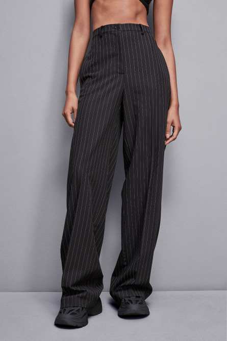 Pinstripe flannel pants, Black, Patrizia Pepe