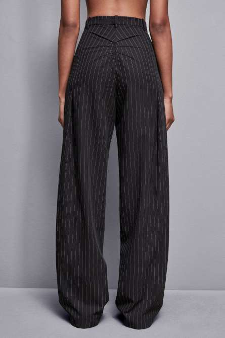 Pinstripe flannel pants, Black, Patrizia Pepe