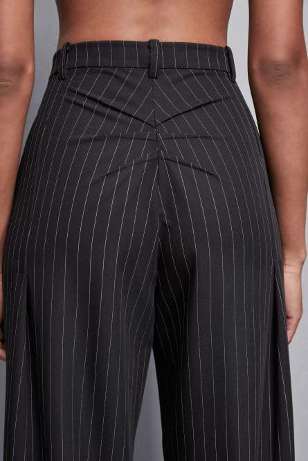 Pinstripe flannel pants, Black, Patrizia Pepe