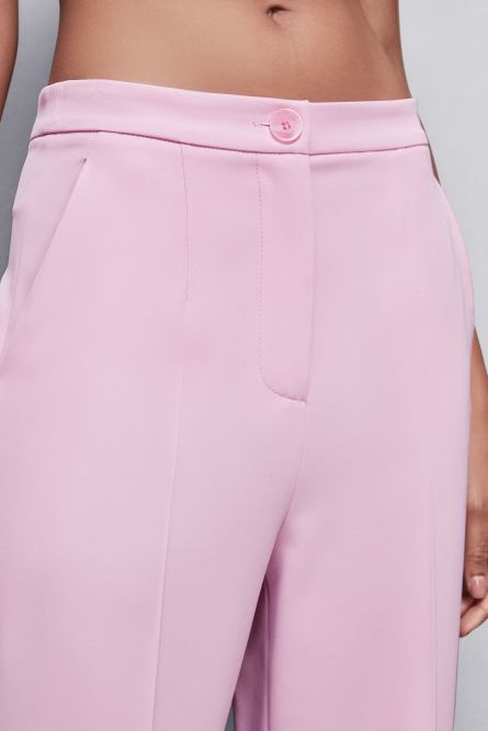 Pleated pants in stretch fabric, Pink, Patrizia Pepe