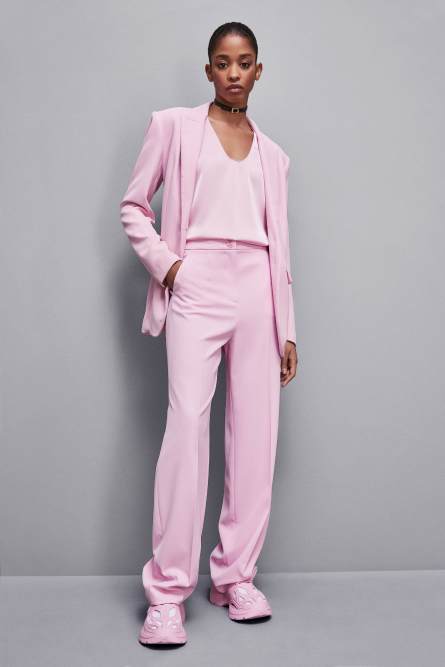 Pleated pants in stretch fabric, Pink, Patrizia Pepe
