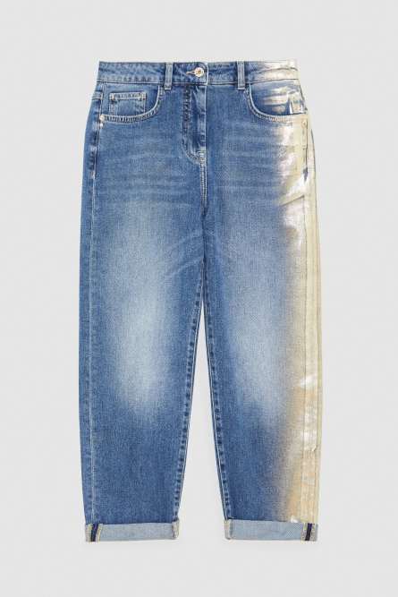 Jean boyfriend bleu taille basse, Bleu, Argent, Patrizia Pepe