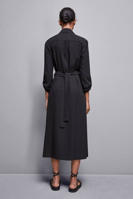 Long-sleeved chemisier dress, Black, Patrizia Pepe