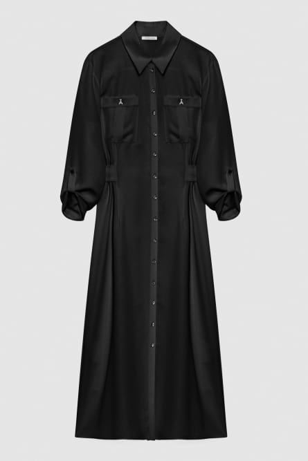 Long-sleeved chemisier dress, Black, Patrizia Pepe