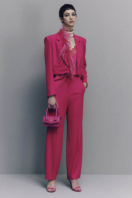 Pleated pants in stretch fabric, Pink, Patrizia Pepe