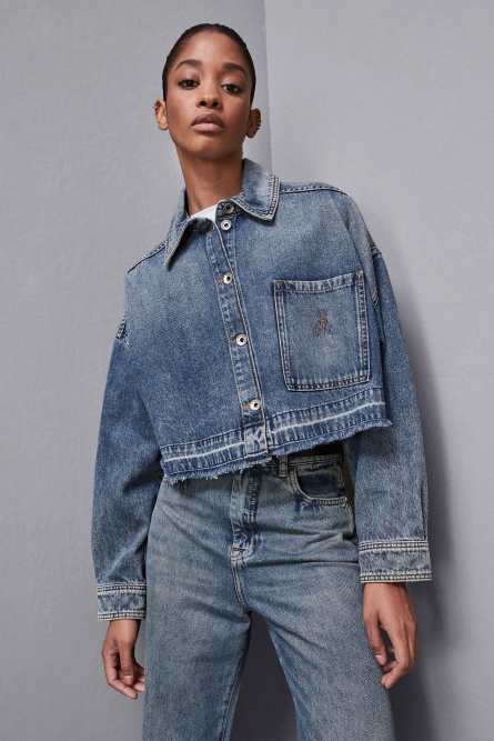 Long-sleeved shirt in jeans blue, Light Blue, Patrizia Pepe