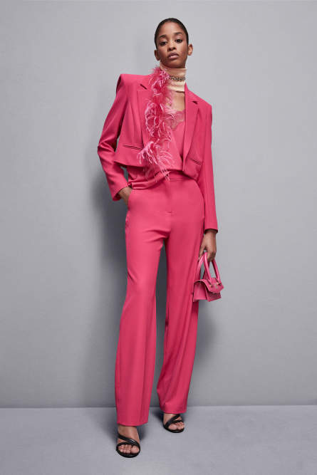 Pleated pants in stretch fabric, Pink, Patrizia Pepe