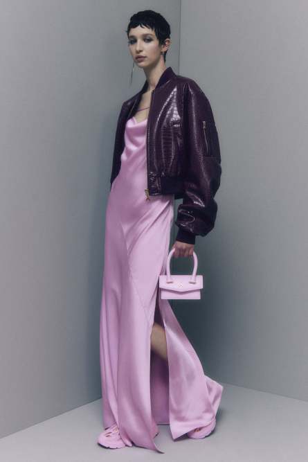 Long viscose satin mermaid dress, Pink, Patrizia Pepe