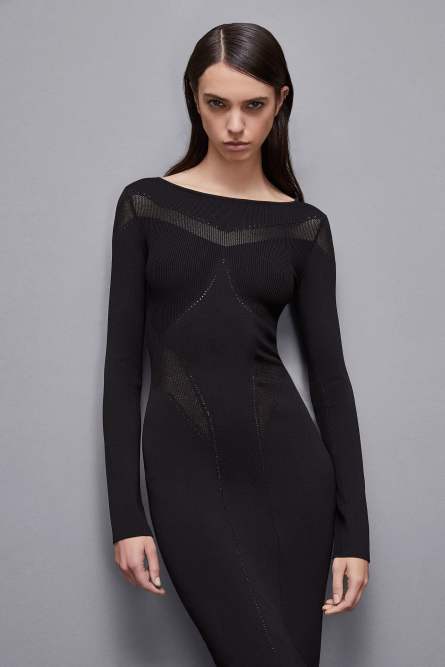 Viscose blend midi dress, Black, Patrizia Pepe