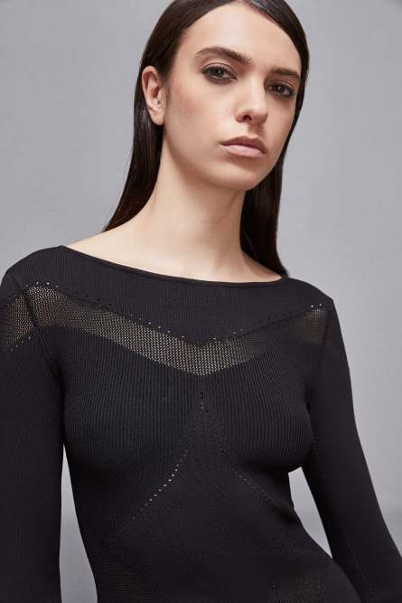 Viscose blend midi dress, Black, Patrizia Pepe