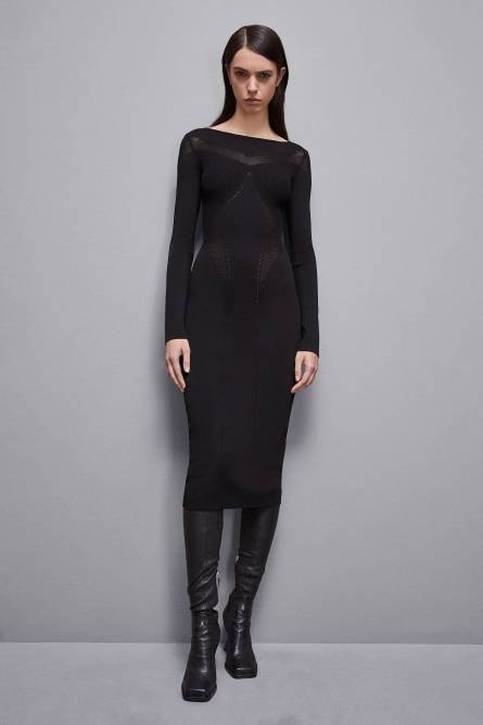 Viscose blend midi dress, Black, Patrizia Pepe