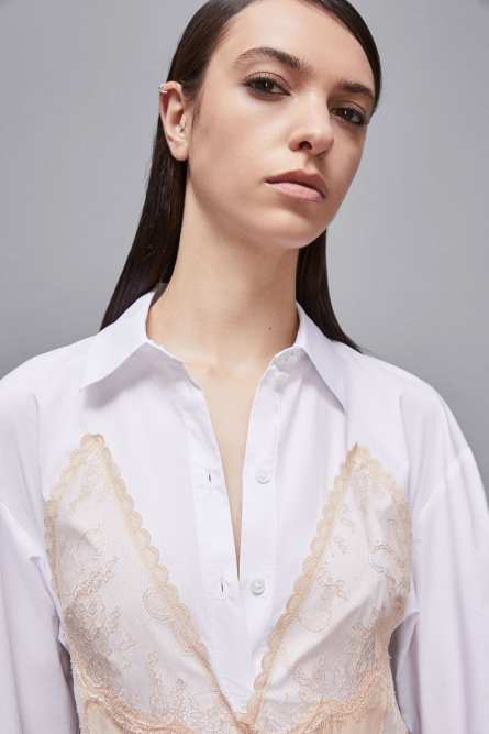 Chemisier en satin de viscose, Beige, Patrizia Pepe
