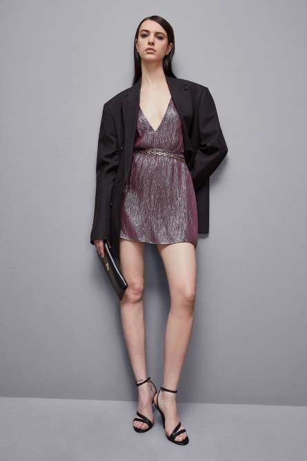 Silk lurex dress with chains, Purple, Patrizia Pepe