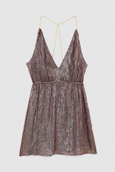 Silk lurex dress with chains, Purple, Patrizia Pepe